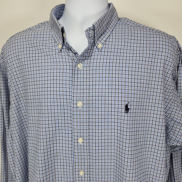 Polo Ralph Lauren Other - Polo Ralph Lauren Yarmouth Mens 16.5 32/33 Button Shirt Long Sleeve Blue Check